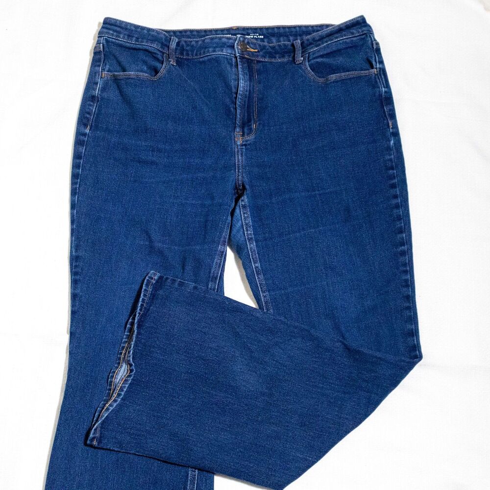 Old Navy Wow Flare Jeans Womens 16 High Rise Dark Wash Stretch Denim